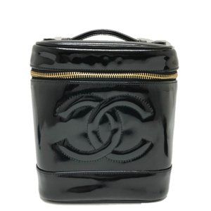 CHANEL Black Logo Vanity Bag